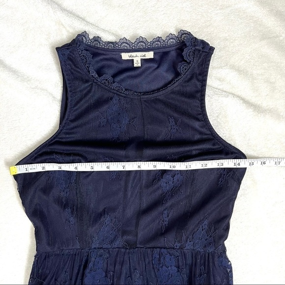 Bleuh Ciel Blue Floral Lace Sheer Cutout Mini Dress Size Small - Picture 10 of 14